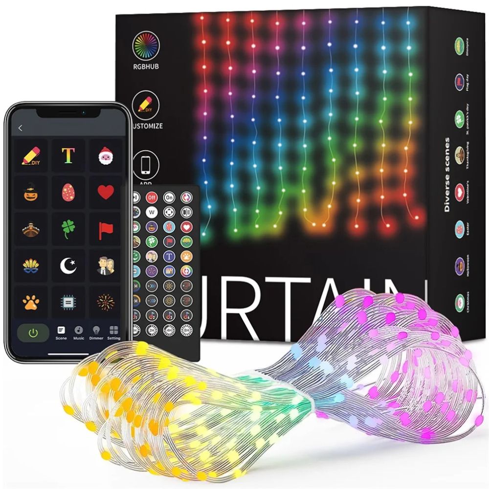 400 LED Curtain Christmas Curtain Festive Lights IP65 waterproof, Music Sync, Ideal for parties, weddings, and festive occasion