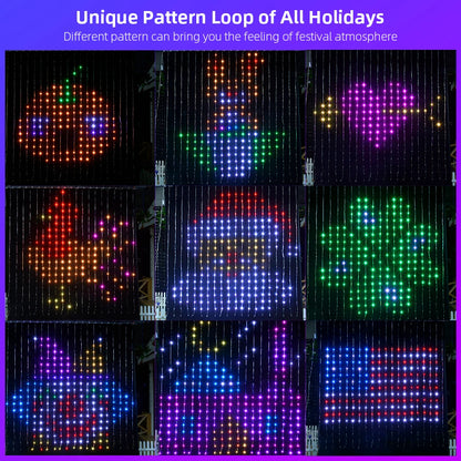 400 LED Curtain Christmas Curtain Festive Lights IP65 waterproof, Music Sync, Ideal for parties, weddings, and festive occasion