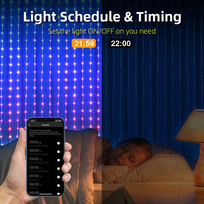 400 LED Curtain Christmas Curtain Festive Lights IP65 waterproof, Music Sync, Ideal for parties, weddings, and festive occasion