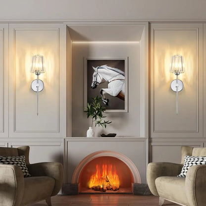 LED RGB Rechargeable Wall Lamp Dazzling Crystal Shade Crystal Wall Sconce