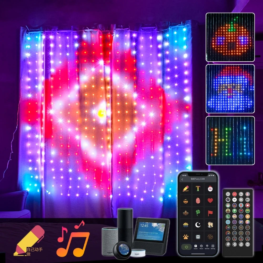 400 LED Curtain Christmas Curtain Festive Lights IP65 waterproof, Music Sync, Ideal for parties, weddings, and festive occasion