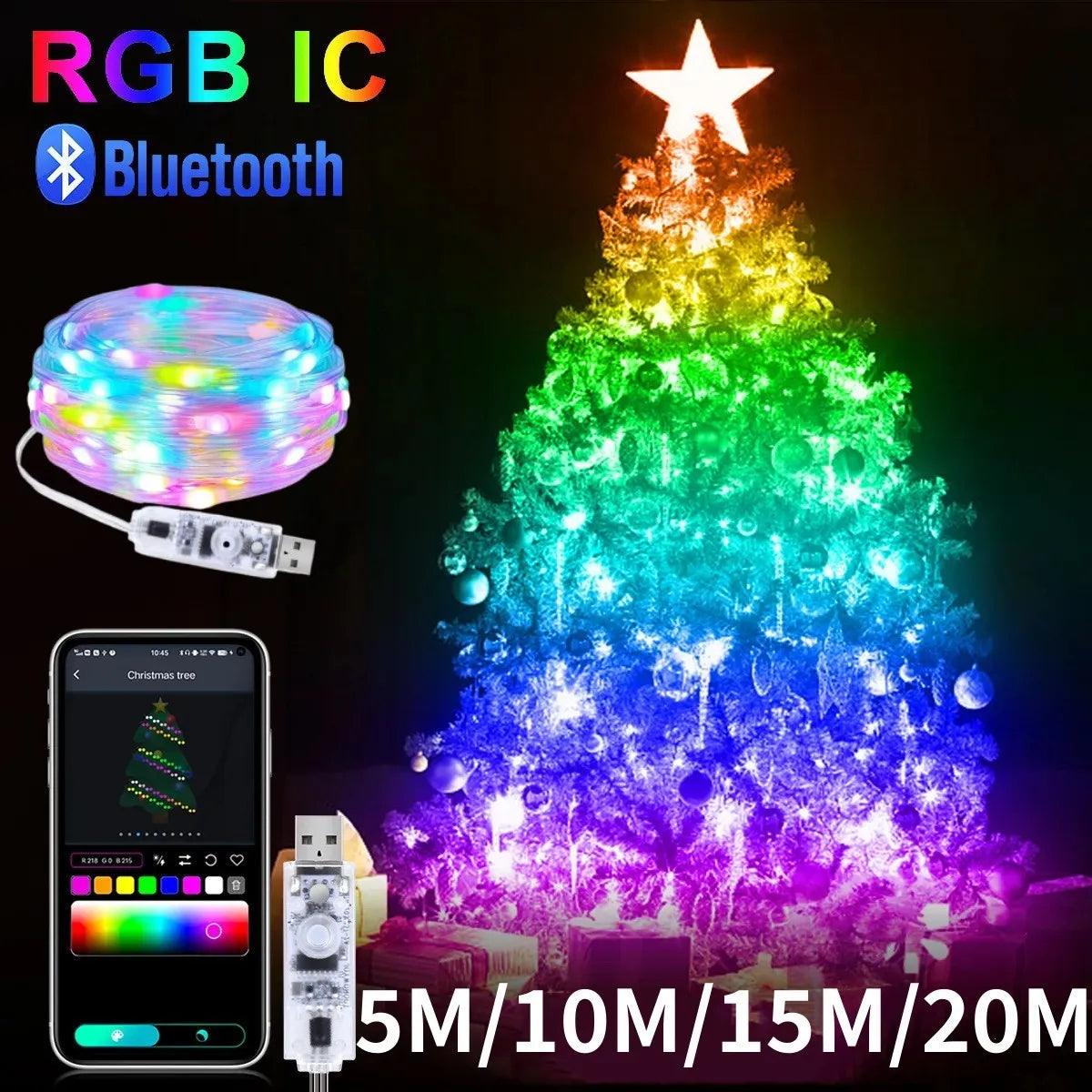 Christmas Light Bluetooth String Lights Festive Lights RGBIC String Light
